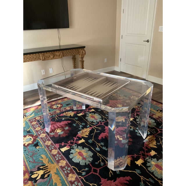 Vintage 1970s Faceted Lucite Backgammon Game Table For Sale - Image 9 of 12