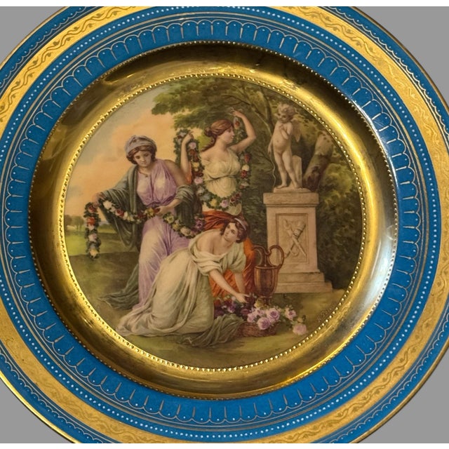 Antique Victorian Royal Vienna Porcelain Gilt Decorated Scenic 10.75" Plate Amor For Sale - Image 4 of 6