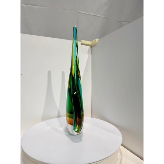 Glass Mid-Century Modern Murano Style Teardrop Art Glass Sculpture For Sale - Image 7 of 8