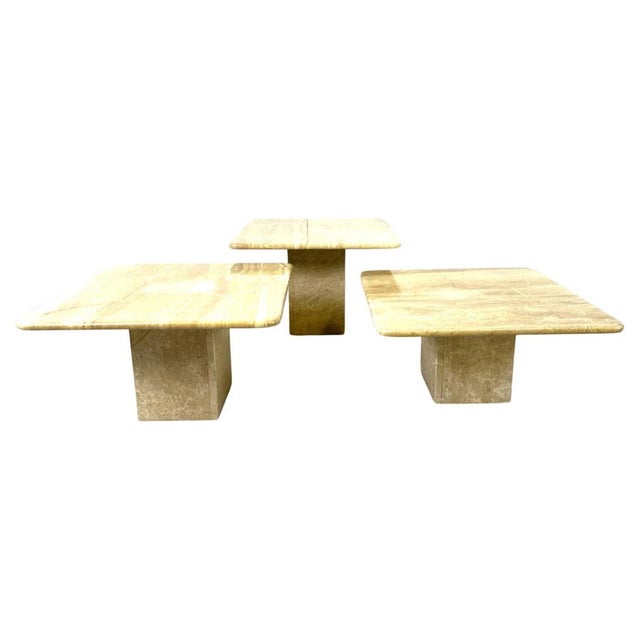 Vintage Travertine Nesting or Side Tables, 1970s, Set of 3 For Sale - Image 12 of 12