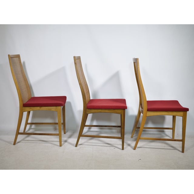 1960s Mid-Century Modern Walnut Wicker Dining Chairs by Dillingham, 1960s, Set of 8 For Sale - Image 5 of 13