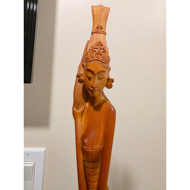 Wood 1950s Signed K. Dana (Mas, Bali) Elongated Art Deco Two-Piece Hardwood Sculpture For Sale - Image 7 of 12