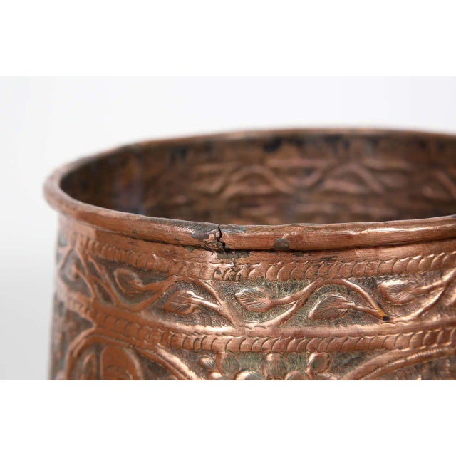 Hand Etched Copper Jardiniere in the Style of Mamluke, Egypt, 1920 For Sale - Image 4 of 6