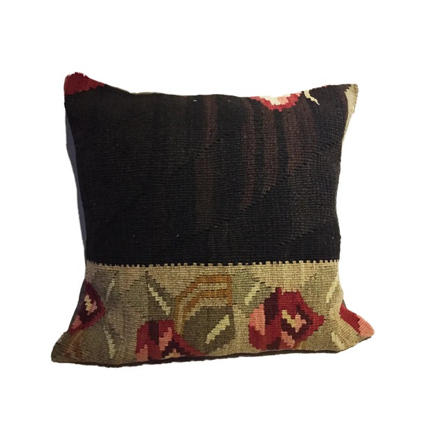 Custom Made Old Turkish Tribal Kilim Pillow Cover 20" For Sale - Image 4 of 7