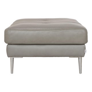 Grey Leather Stool with Chrome Feet from Gutmann Factory For Sale