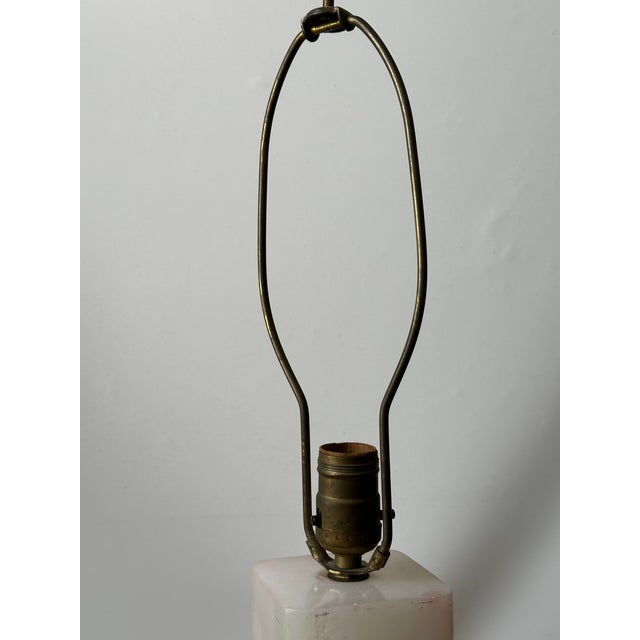 1960s Vintage Table Lamp in Alabaster with Black Lampshade, 1960s For Sale - Image 5 of 6