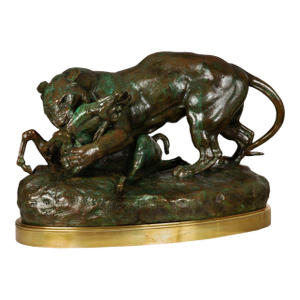 Bronze Sculpture “Tiger Surprising an Antelope” by Antoine-Louis Barye