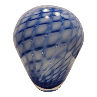 Heavy 7lb Giulio Radi Avem Murano Blue Reticello Bullicante Glass Vase Documents For Sale