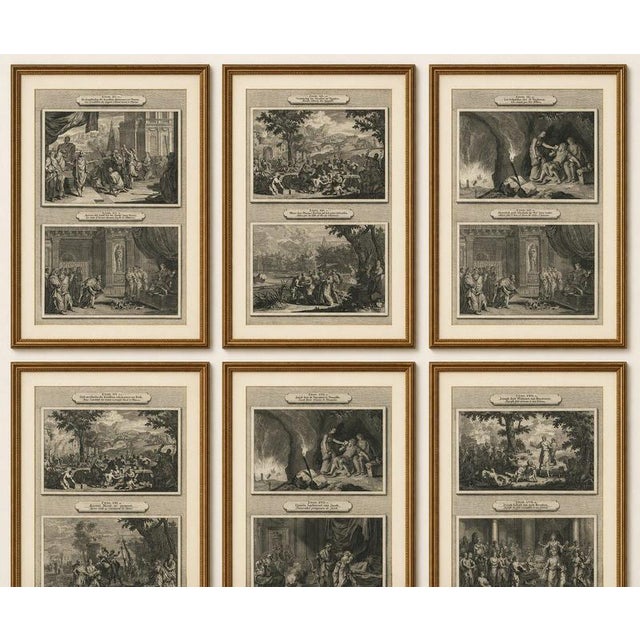 Antique Bible Print Set, Genesis & Exodus Scenes, Mortier c.1700 This attractive group of six original early-18th-century...