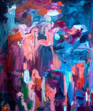 "When the Night Is Over" Large Format Contemporary Abstract Mixed Media Painting by Monica Shulman