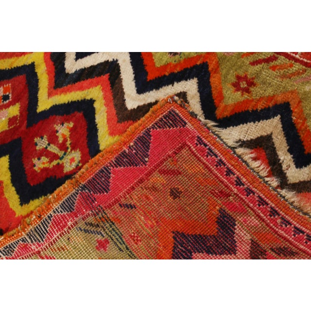 Antique Gabbeh Red and Green Wool Persian Rug For Sale In New York - Image 6 of 6