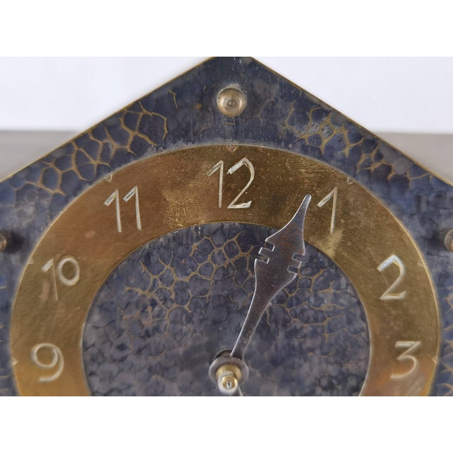 Metal Vintage Art Deco Console Clock in Brass Case, 1930 For Sale - Image 7 of 18
