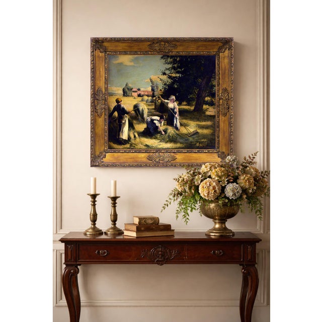 Emilio Pergola, Country Scene with Figures, 1990s, Oil on Canvas, Framed For Sale - Image 7 of 10