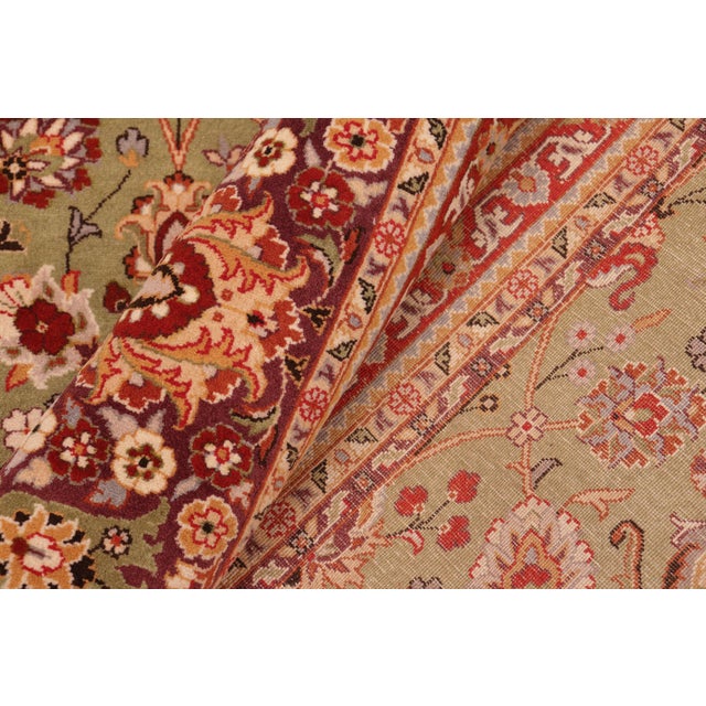Textile Shabby Chic 1990's Green/Aubergine Wool Rug - 8'0'' X 10'5'' For Sale - Image 7 of 9