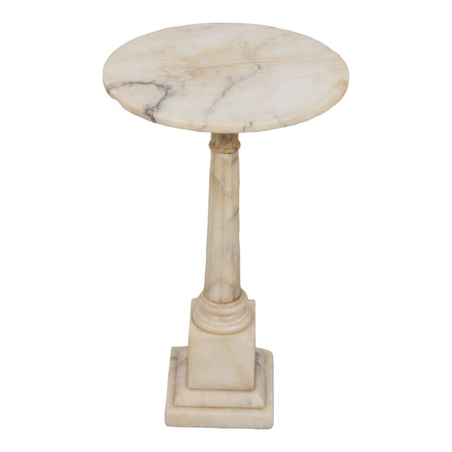 Antique Italian Neoclassical Marble Column Pedestal Table For Sale
