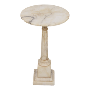 Antique Italian Neoclassical Marble Column Pedestal Table