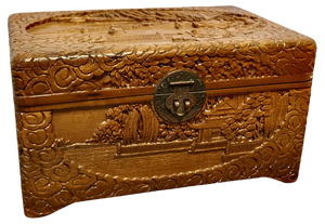Oriental Carved Camphor Wood Chest, 1950s