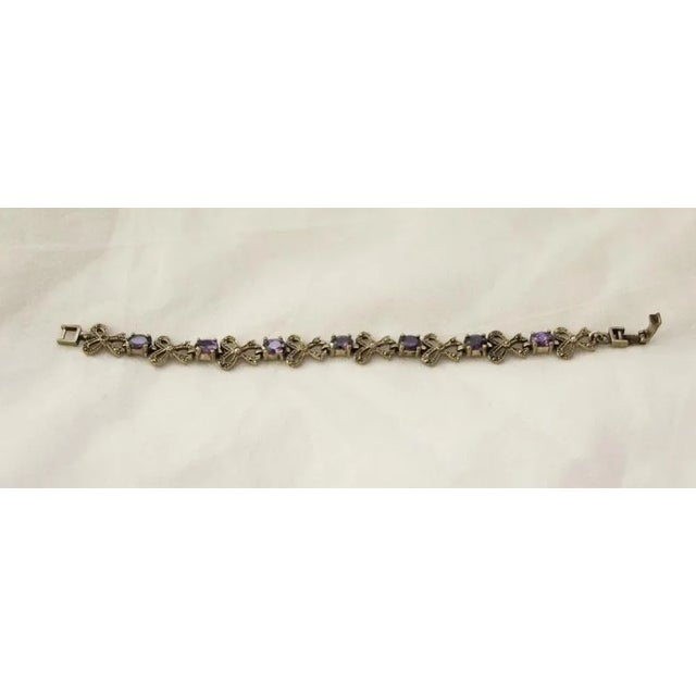 Sterling Silver and Amethyst Bracelet For Sale - Image 6 of 6