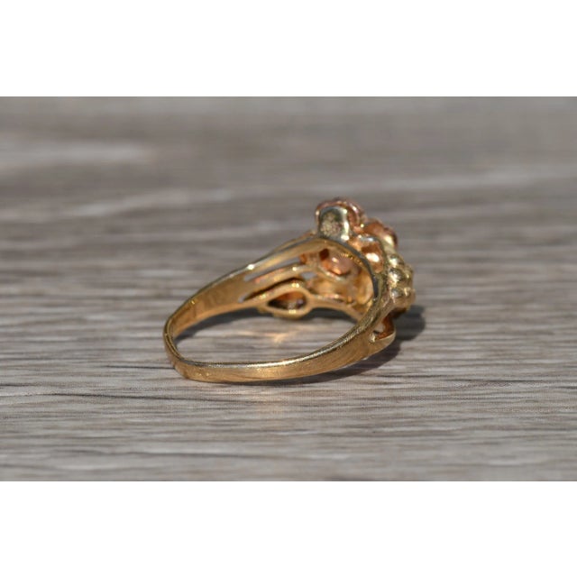 The Novalee: Ladies Vintage 10K Two Tone Floral Cocktail Ring For Sale - Image 4 of 9
