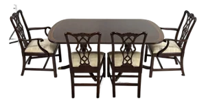 Late 20th Century Henkel Harris Three-Leg Double Pedestal Dining Table Set With 8 Chairs