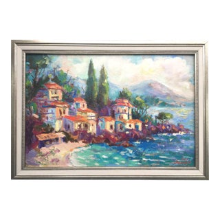 Framed Original Seascape Painting Italy Landscape Wall Decor by Valeriya Serova For Sale
