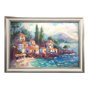 Framed Original Seascape Painting Italy Landscape Wall Decor by Valeriya Serova