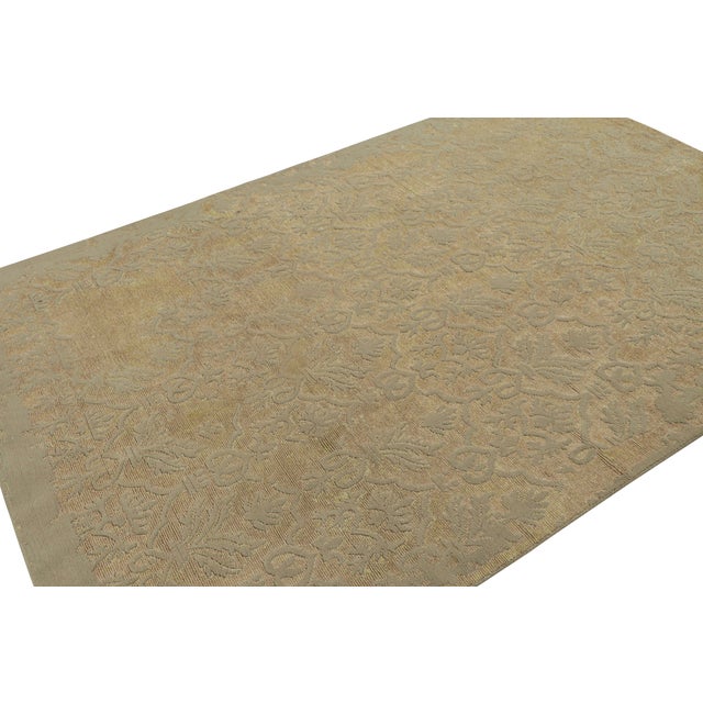 Transitional Rug & Kilim’s European-Style Rug in Gold With Trellises and Floral Patterns For Sale - Image 3 of 7