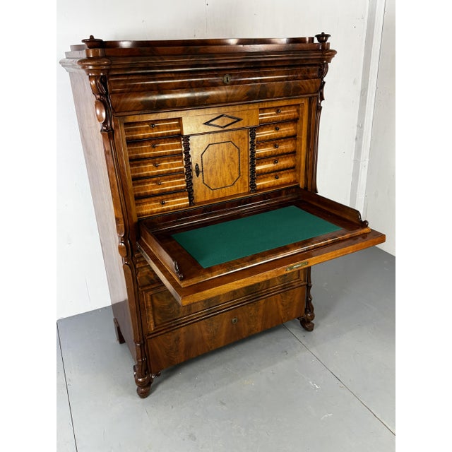 Biedermeier Oak and Mahogany Secretaire, 1860s For Sale - Image 3 of 18