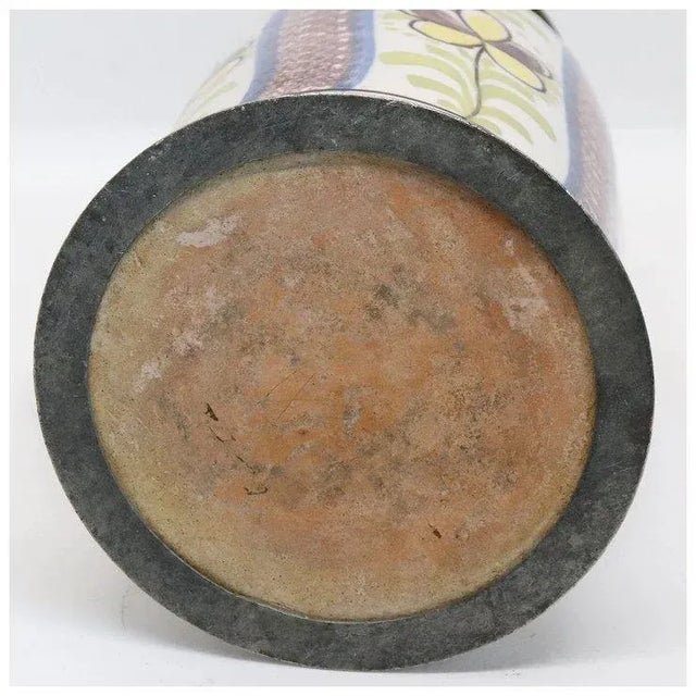 White German Pewter Mounted Faience Pottery Tankard For Sale - Image 8 of 9