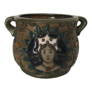 Amphora Turn Teplitz Austria Art Nouveau Pottery 3.23" Cachepot Ca: 1900-1919 For Sale