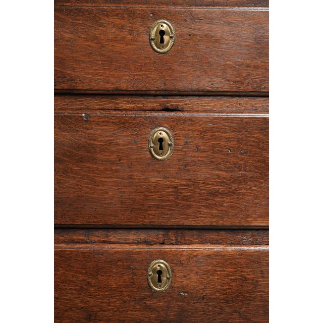 Antique English Oak Secretaire with Leather Top, 1700s For Sale - Image 15 of 16