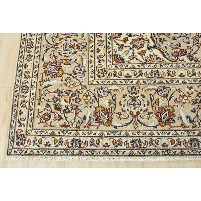 Vintage Kashan Ivory Wool Hand-Knotted Area Rug - 8′ X 11’1” For Sale - Image 12 of 15