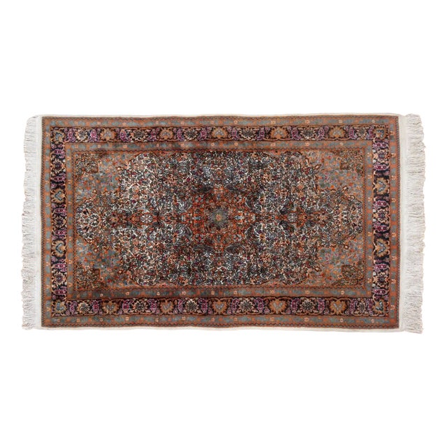 Middle Eastern Rug in Ghoum Silk with Wool For Sale