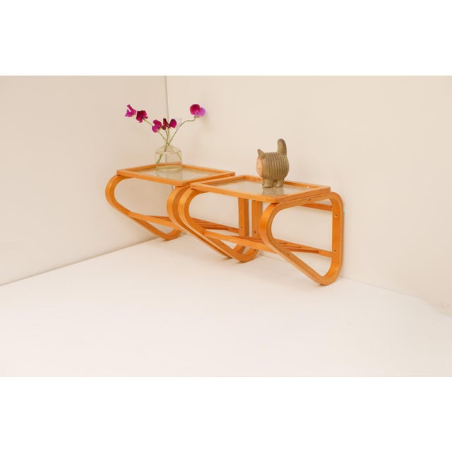 Scandinavian Bentwood and Glass Bedside Tables from Gemla, 1920s, Set of 2 For Sale - Image 10 of 14