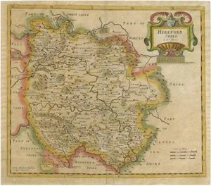 Antique Map of Herefordshire by Morden, 1700s