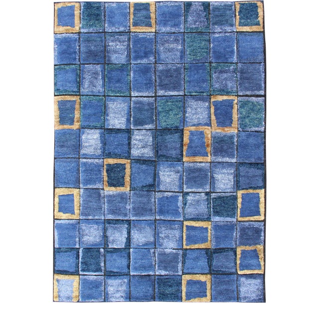 Scandinavian Piled Rug by Keivan Woven Arts, Geometric Design 5'1 X 7'6 For Sale