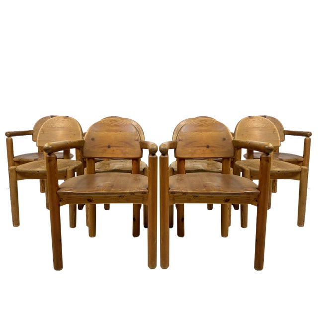 Pine Dining Chairs attributed to Rainer Daumiller, 1970s, Set of 10 For Sale