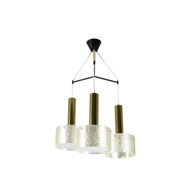 Metal Granite Resin and Gilt Brass Chandelier, 1950s For Sale - Image 7 of 7