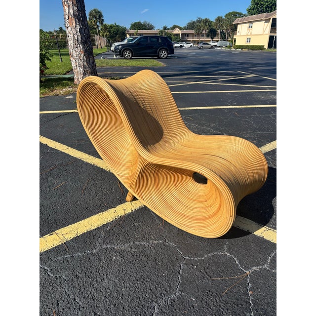Vintage Sculptural Rattan Ribbon Lounge Chair - Organic Modern For Sale - Image 4 of 9