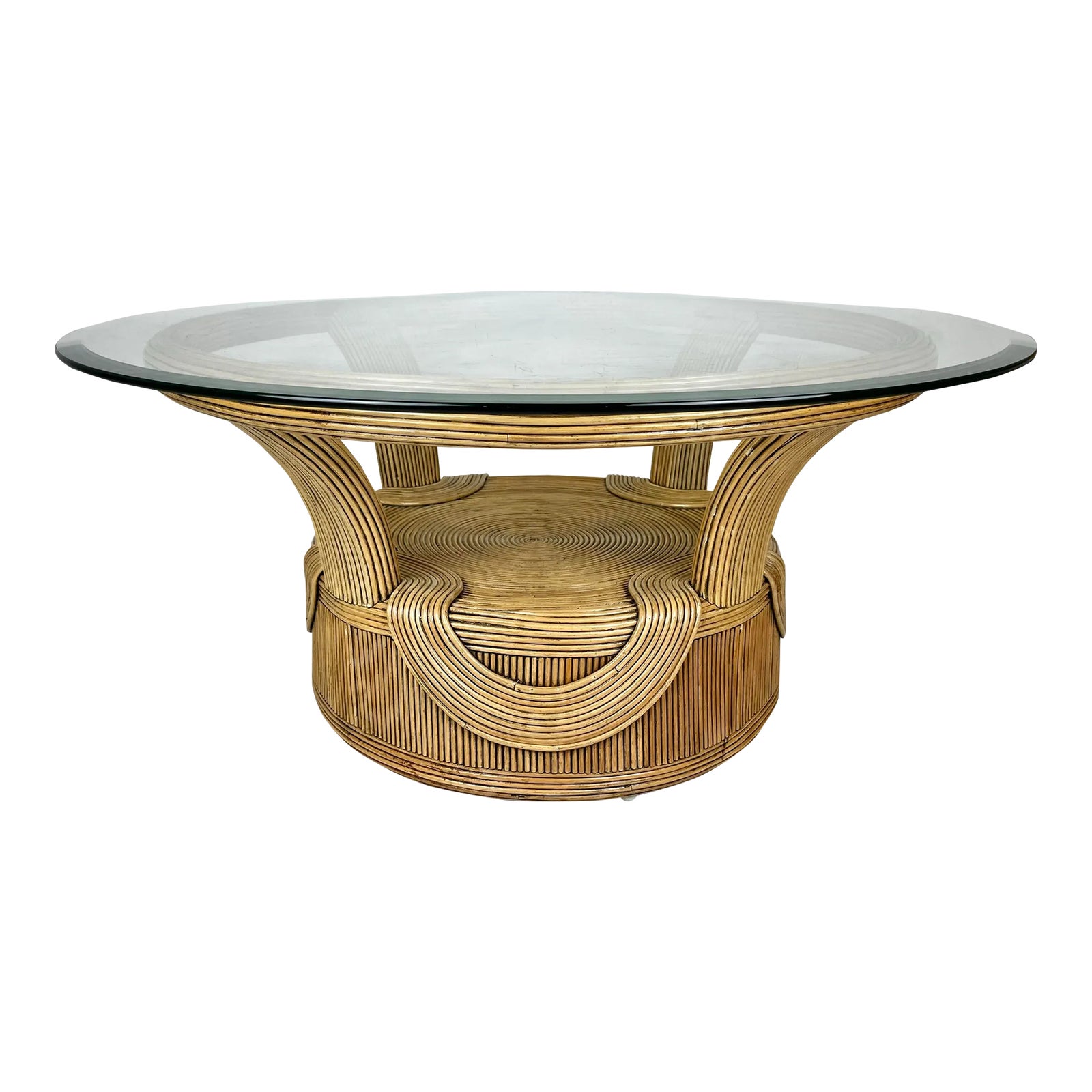 Vintage Betty Cobonpue Style Pencil Reed Rattan Coffee Table | Chairish