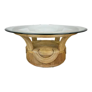 Vintage Betty Cobonpue Style Pencil Reed Rattan Coffee Table