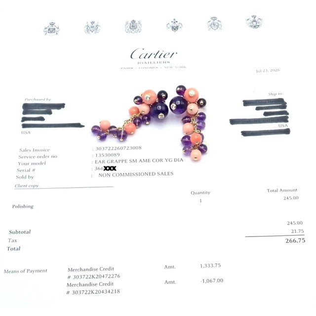1980s Pair of Cartier Rose Gold Coral Amethyst Diamond Delices De Goa Earrings For Sale - Image 9 of 17