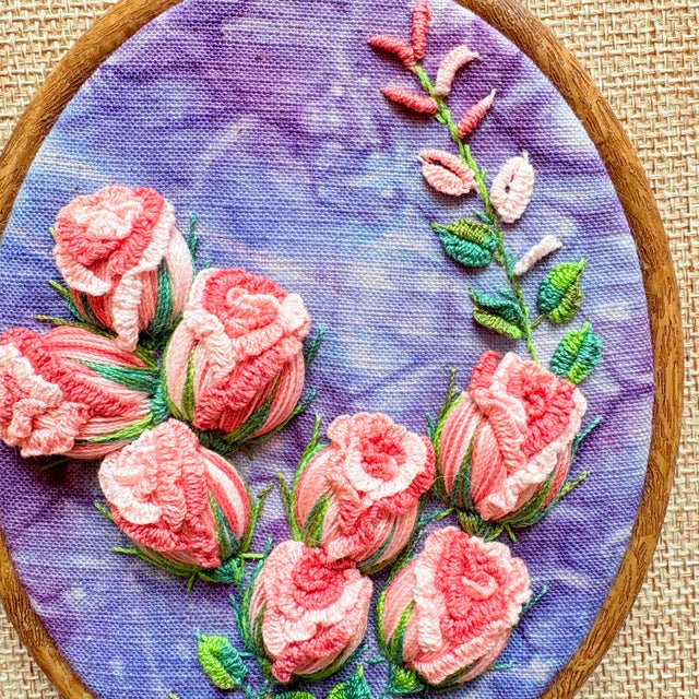 Art Deco 3d Rose Stumpwork Embroidery Art, Framed Botanical Sculpture, Handmade Floral Wall Decor For Sale - Image 3 of 10