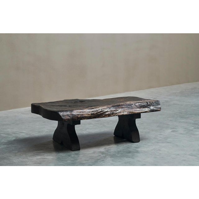 1950s Sculptural Live Edge Coffee Table in Dark Stained Wood Europe 1960s, 1950s For Sale - Image 5 of 15