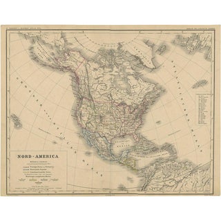 Antique German Map of North America, 1870 For Sale