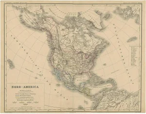 Antique German Map of North America, 1870
