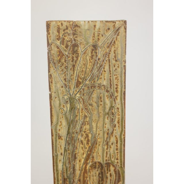 1970s Brutalist-Style Stoneware Vase with Plant Decoration, 1970s For Sale - Image 5 of 8