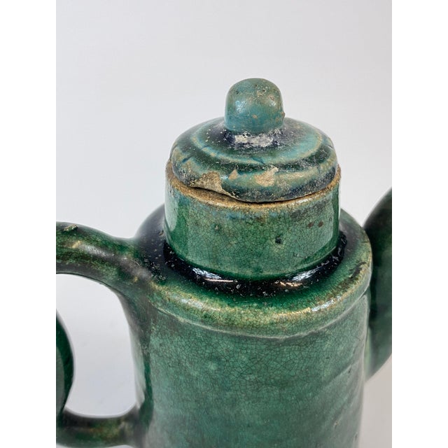 Ceramic Mid 19th Century Green Glazed Shiwan Ware Winepot For Sale - Image 7 of 9