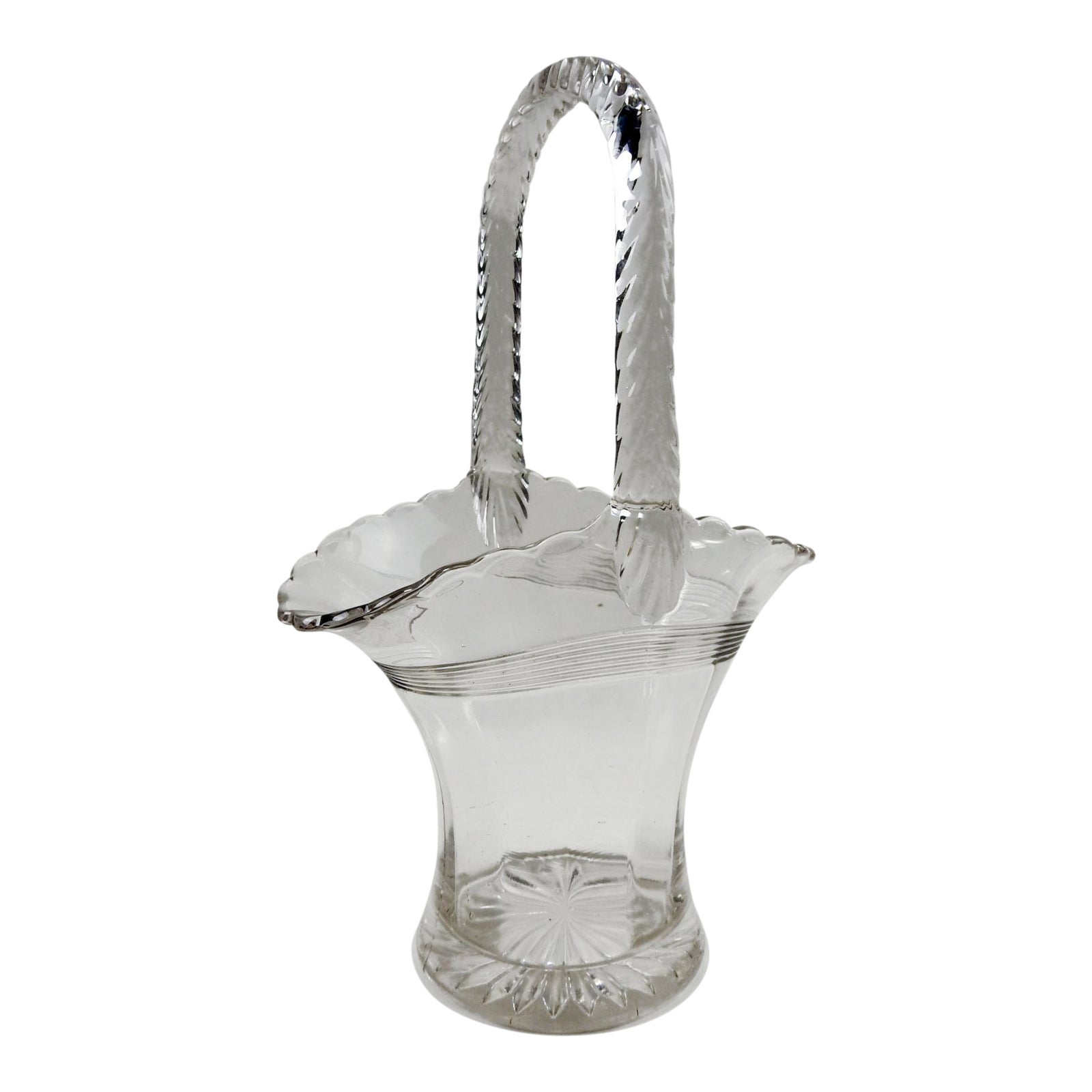 Antique Glass Basket Vase Chairish