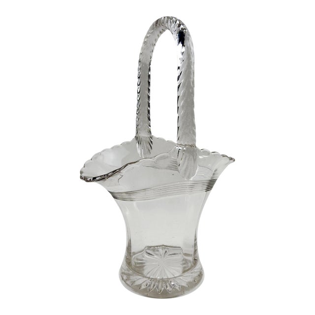 Antique Glass Basket Vase Chairish